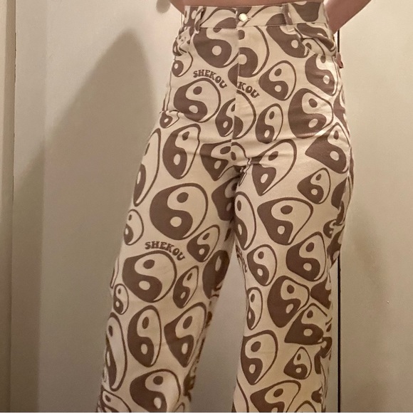 high wasted yin-yang print pants - Picture 1 of 4